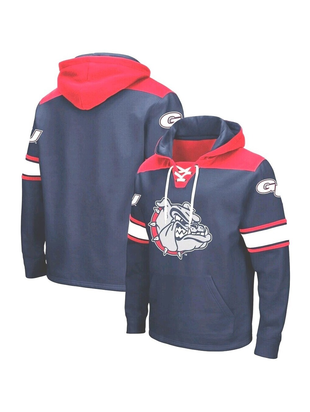 Colosseum Gonzaga Bulldogs Lace Up Lacer Pullover Hoodie Sweatshirt Mens Large